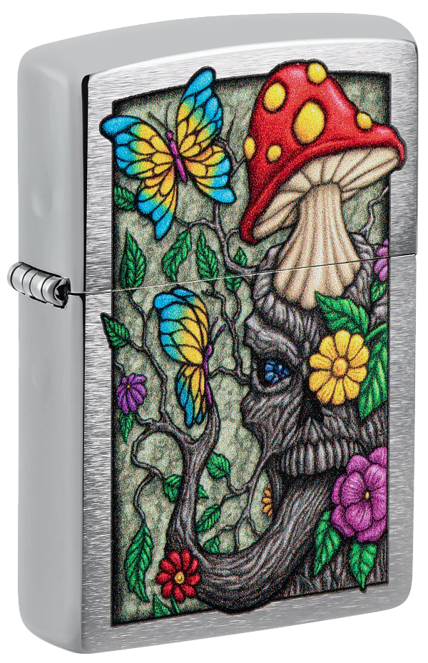 Zippo Diseño Hongo Psicodélico, Cromado Cepillado 100% U S A