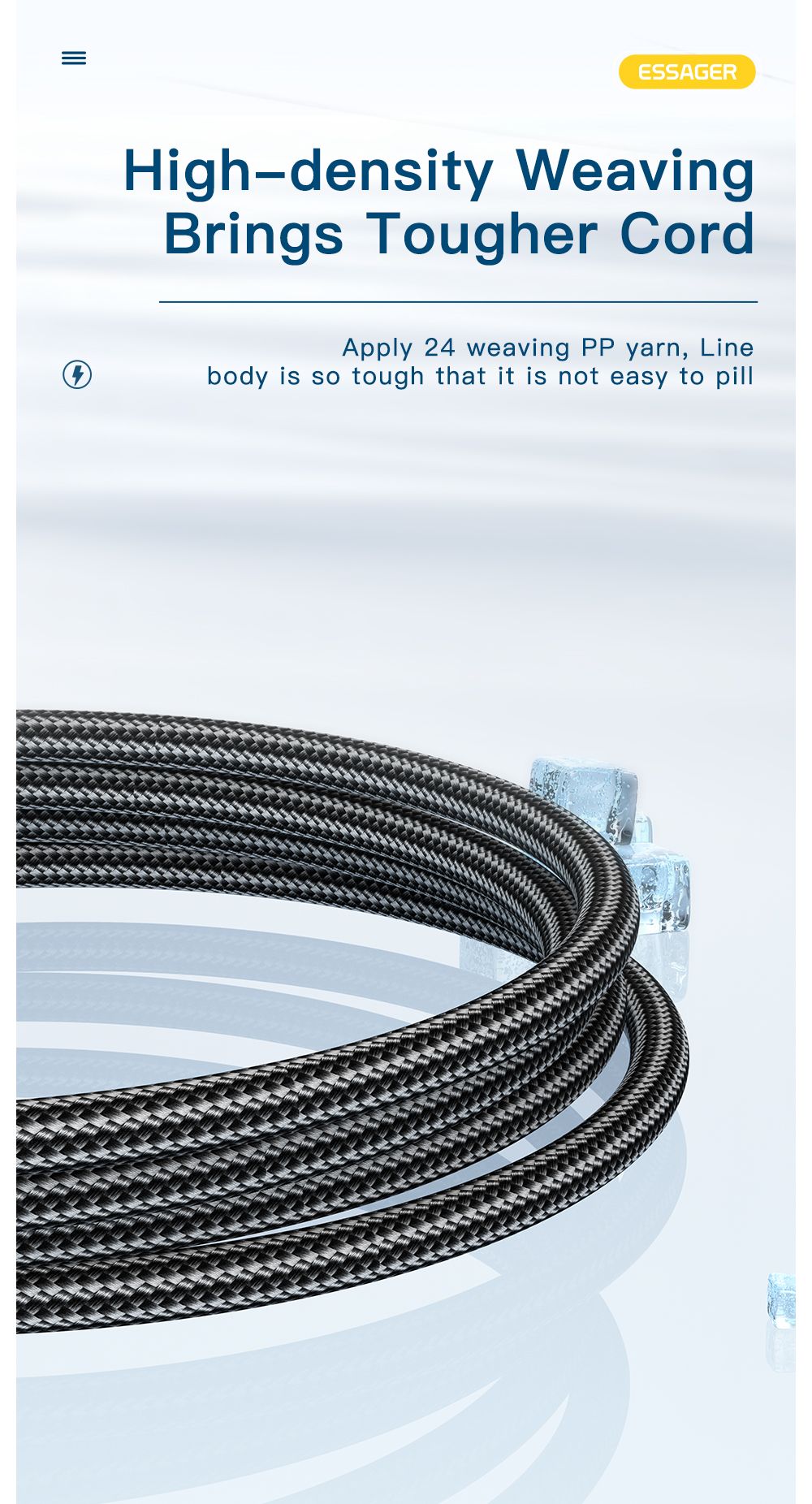 Essager-Cable USB de carga rápida para móvil, Cable de carga súper rápida tipo C