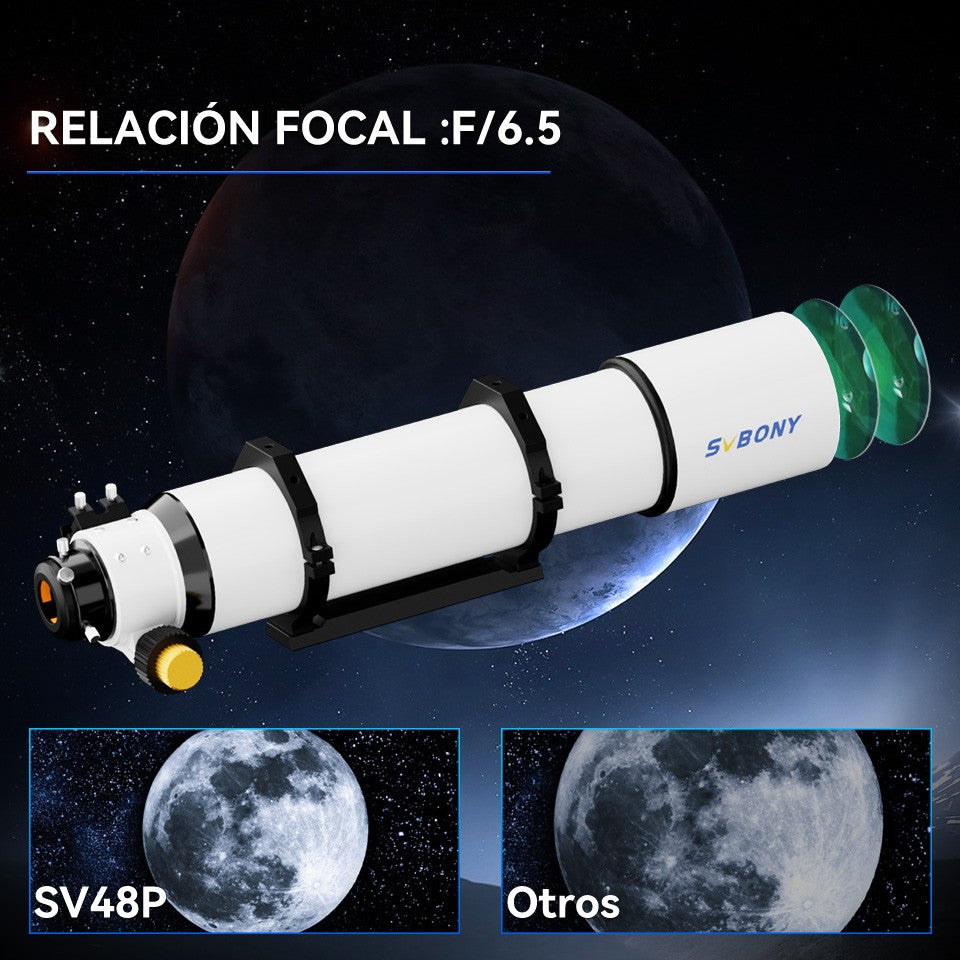 Telescopio Astronómico Svbony SV48P con Apertura de 102mm/90mm, Enfocador de Dob