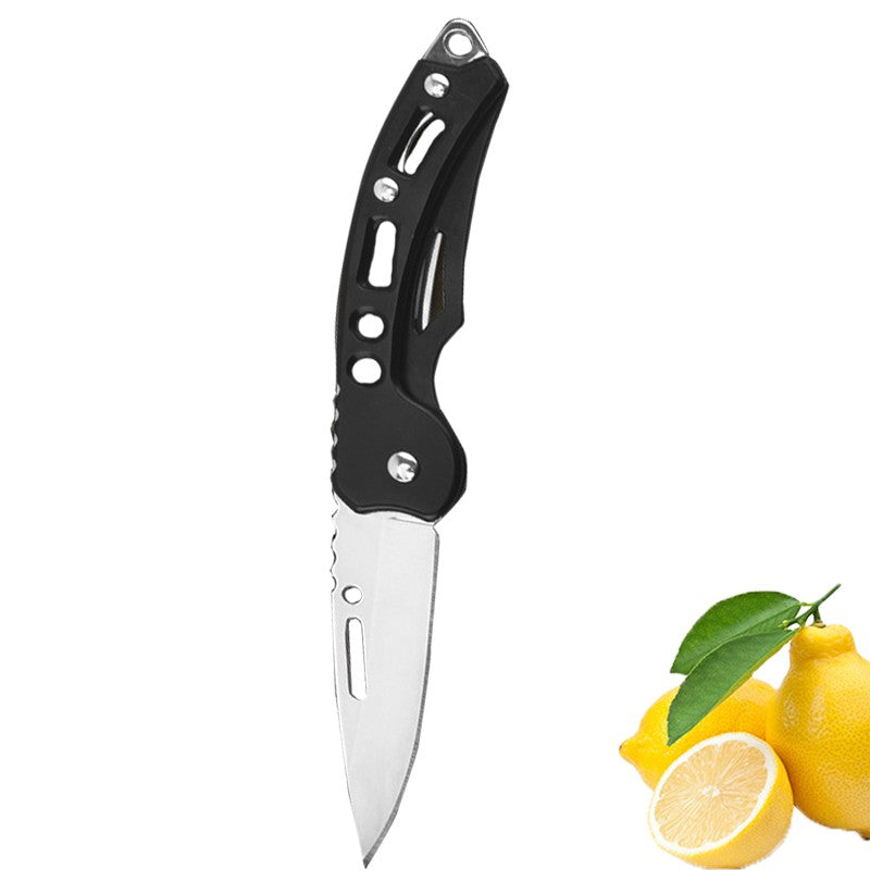 Cuchillo de fruta plegable, cuchillo de bolsillo de acero inoxidable con llavero
