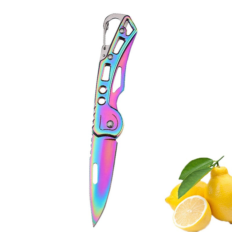 Cuchillo de fruta plegable, cuchillo de bolsillo de acero inoxidable con llavero