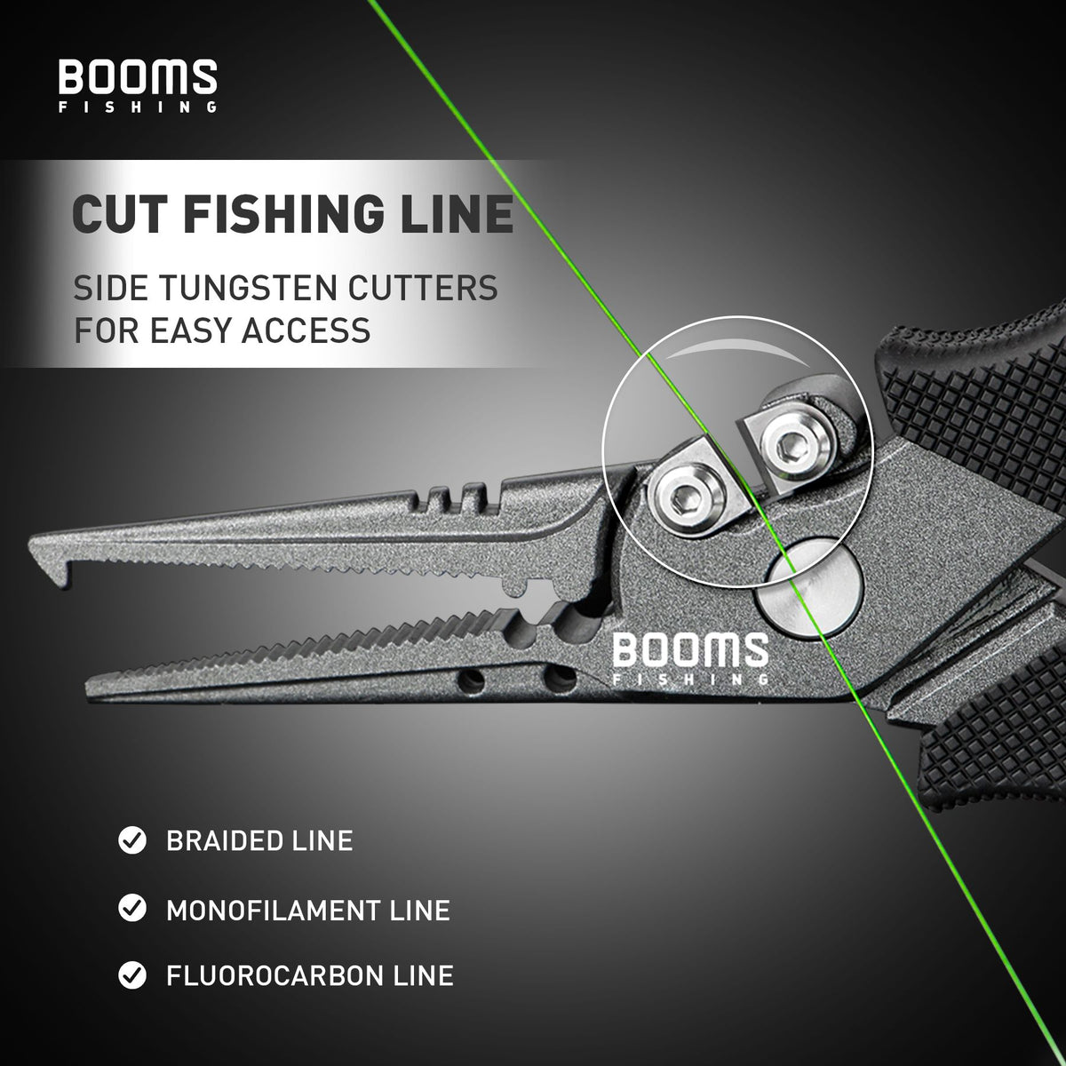Booms Fishing-Alicates de pesca F07, tijeras de línea trenzada de acero inoxidab