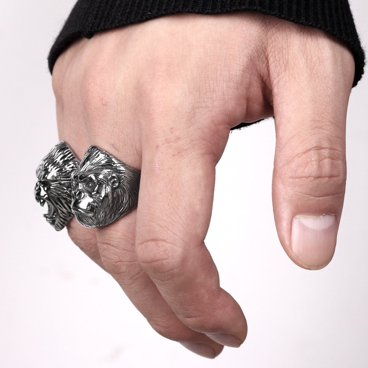 Anillos de acero inoxidable para hombre, gorila, mono, Punk, Hip Hop, personalid