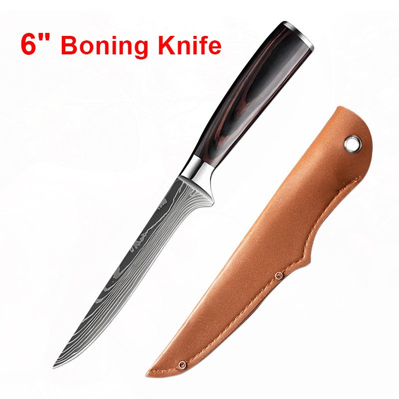 Cuchillo Sashime, cuchillo para filetear pescado, mango de madera, cuchillos de