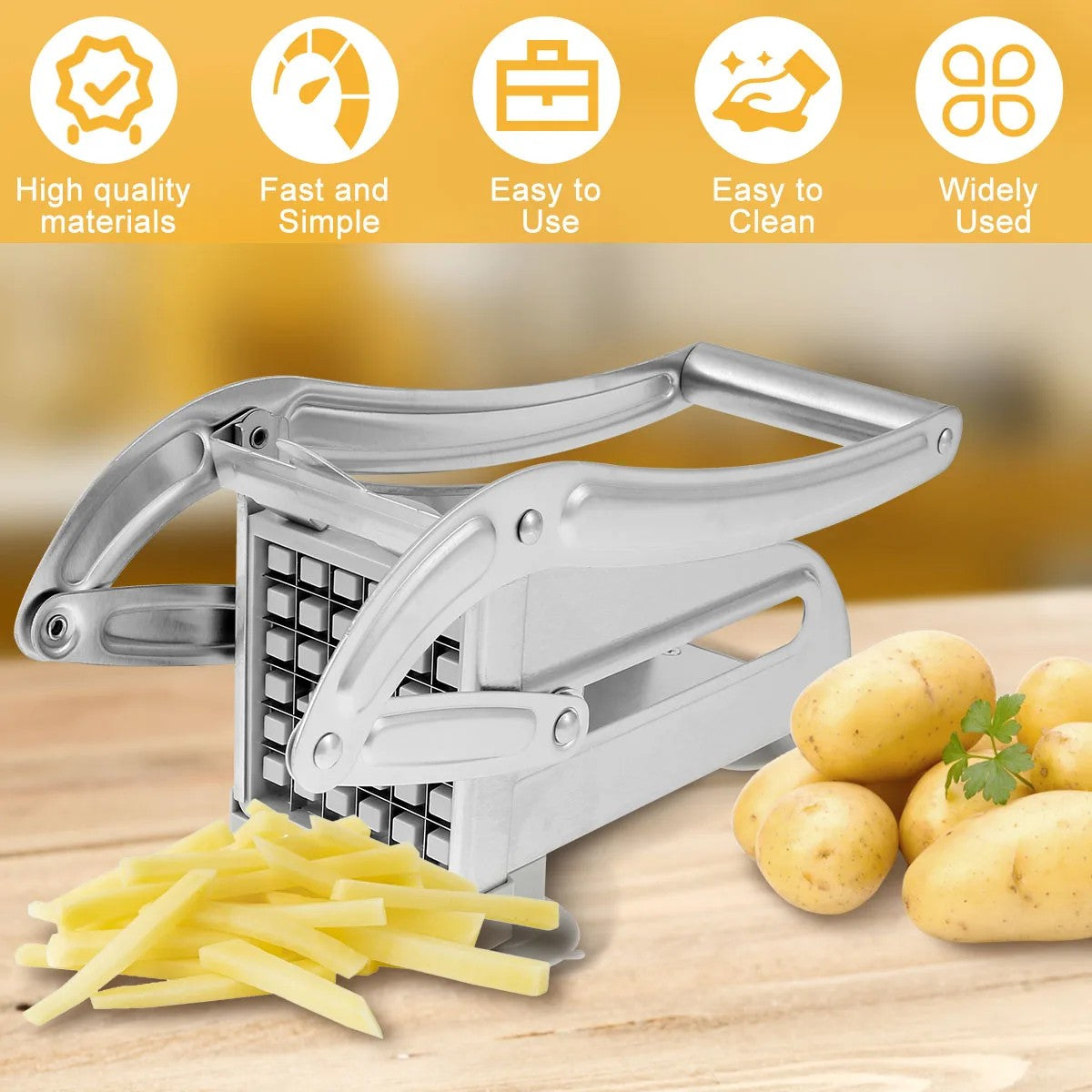 Cortador Manual de patatas de acero inoxidable, rebanador de patatas fritas, máq
