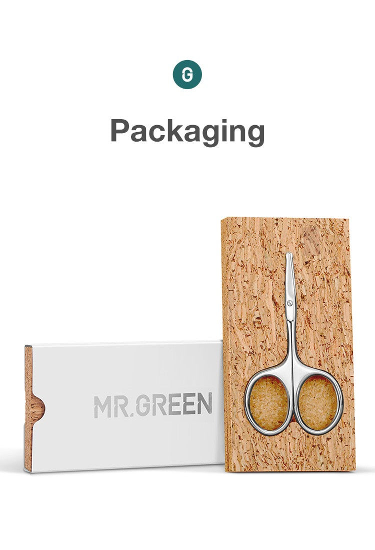 MR.GREEN-Tijeras para el vello facial, profesionales redondeadas, de acero inoxi