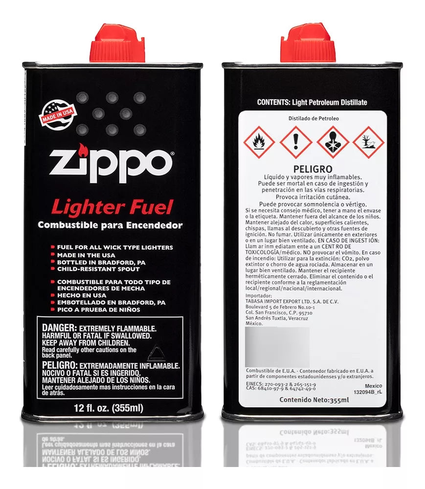 Zippo 12 Oz Can Of Lighter Fuel 100% Lata Combustible USA.