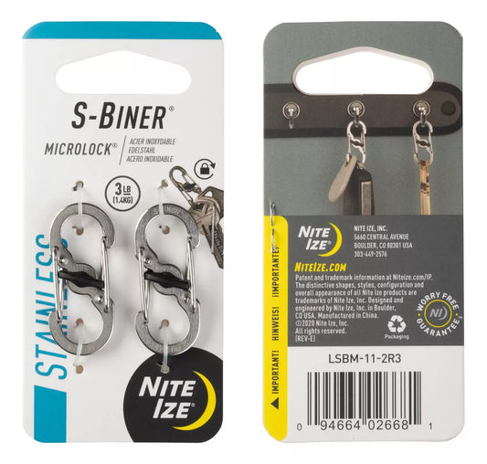Nite Ize Pack 2 S-biner® Microlock Stainless Steel USA.