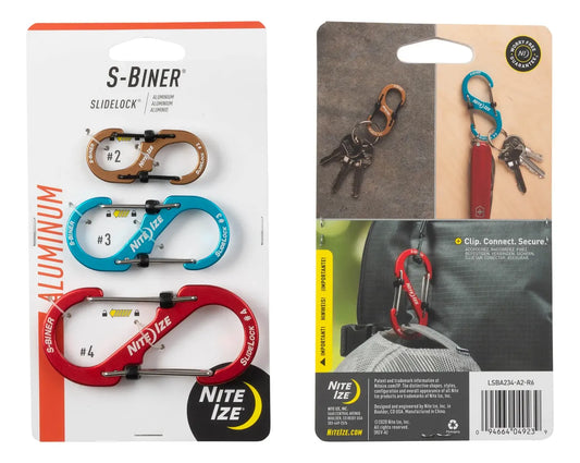 Nite Ize Pack 3 S-biner® Slidelock® Aluminum #2 #3 #4 USA.