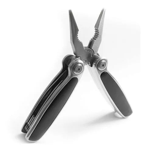 WALLIS Multiherramienta de 12 Usos, 10cm Cerrada, Mango Metal y PVC Acero Inoxidable.