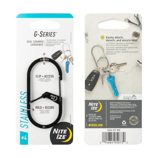Nite Ize G-series® Dual Chamber Carabiner #4 Stainlees Steel USA.