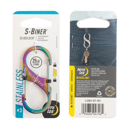 Nite Ize S-biner® Slidelock® De Acero Inoxidable SPECTRUM #3. U S A