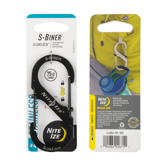 Nite Ize S-biner® Slidelock® #4 de Acero Inoxidable Negro USA