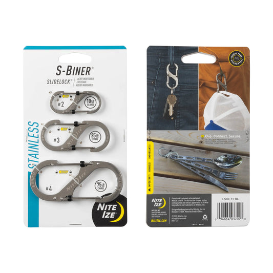 Nite Ize Pack-3 S-biner® Slidelock® Stainless Steel #2,#3,#4 USA