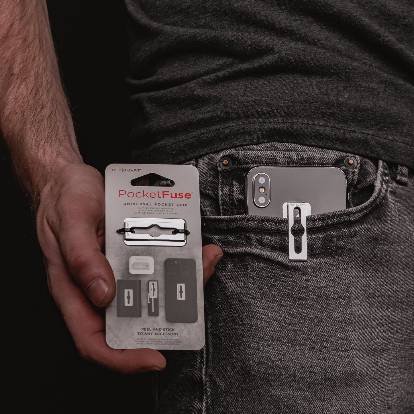 Keysmart Pocket Fuse Clip Bolsillo Autoadhesivo Smartphone