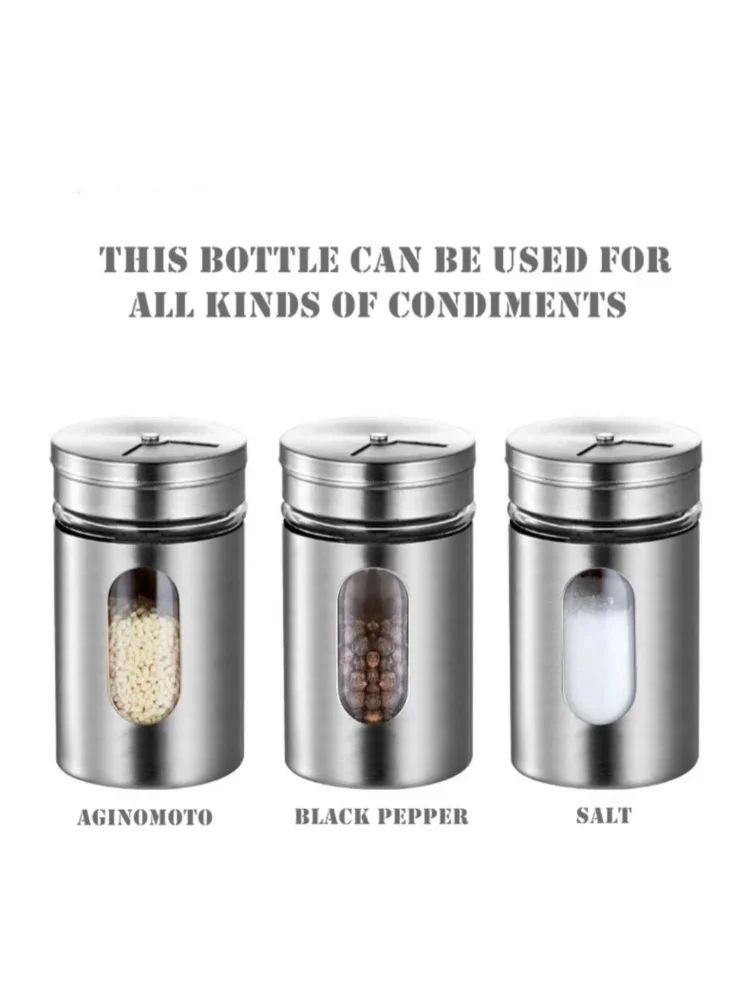 Coctelera de especias de acero inoxidable, latas de condimentos giratorias, tarr