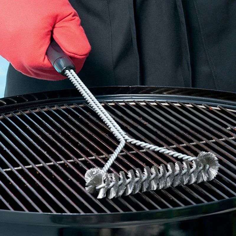 Cepillo de limpieza para barbacoa de acero inoxidable, herramienta antiadherente
