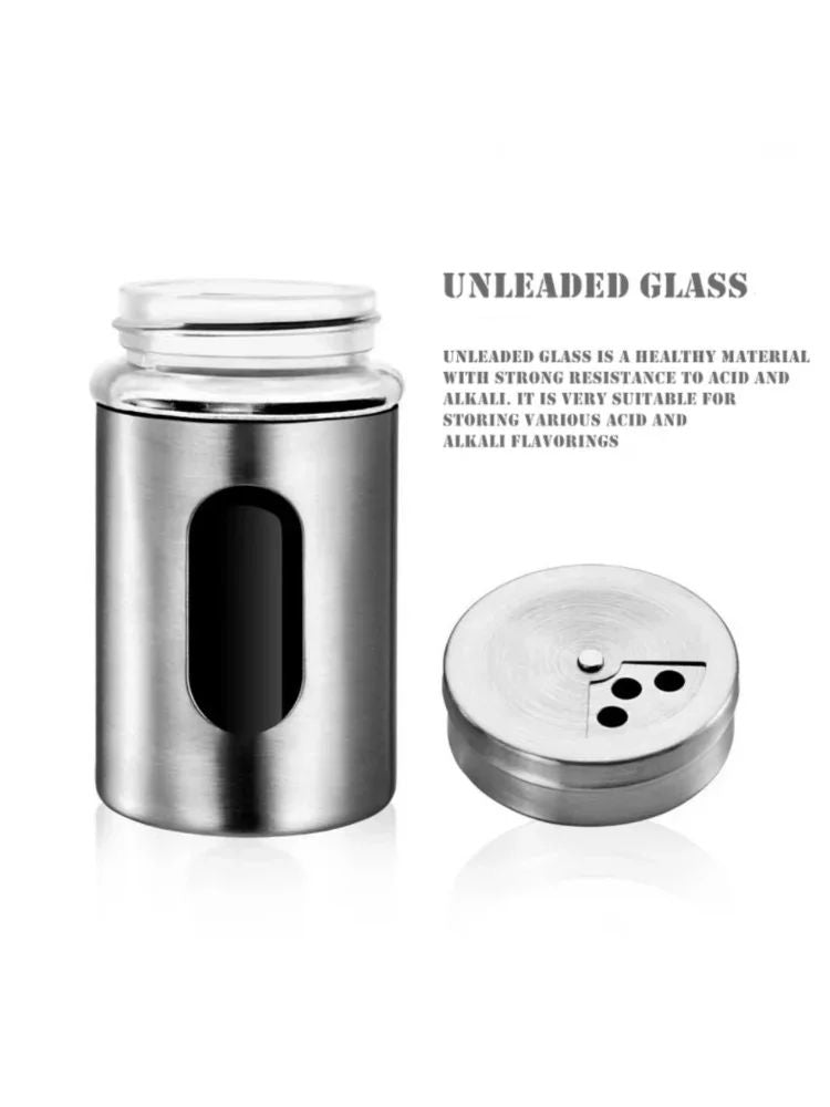 Coctelera de especias de acero inoxidable, latas de condimentos giratorias, tarr