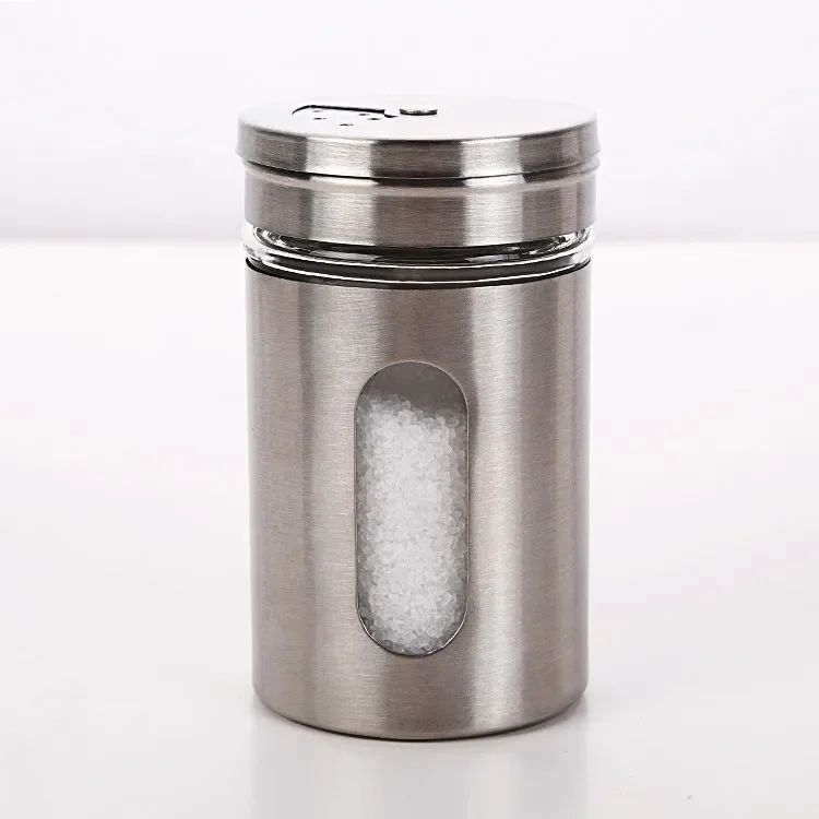 Coctelera de especias de acero inoxidable, latas de condimentos giratorias, tarr