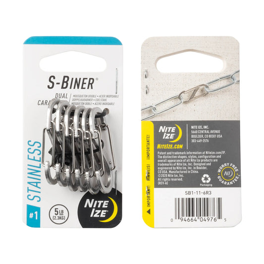 Nite Ize Pack 6 S-biner® Stainless Steel Dual Carabiner #1 USA.