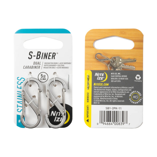 Nite Ize Pack 2 S-biner® Stainless Steel Dual Carabiner #1 USA.