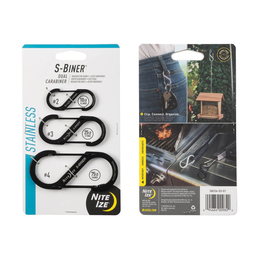 Nite Ize Pack 3 S-biner® Stainless Steel Dual Carabiner Black #234