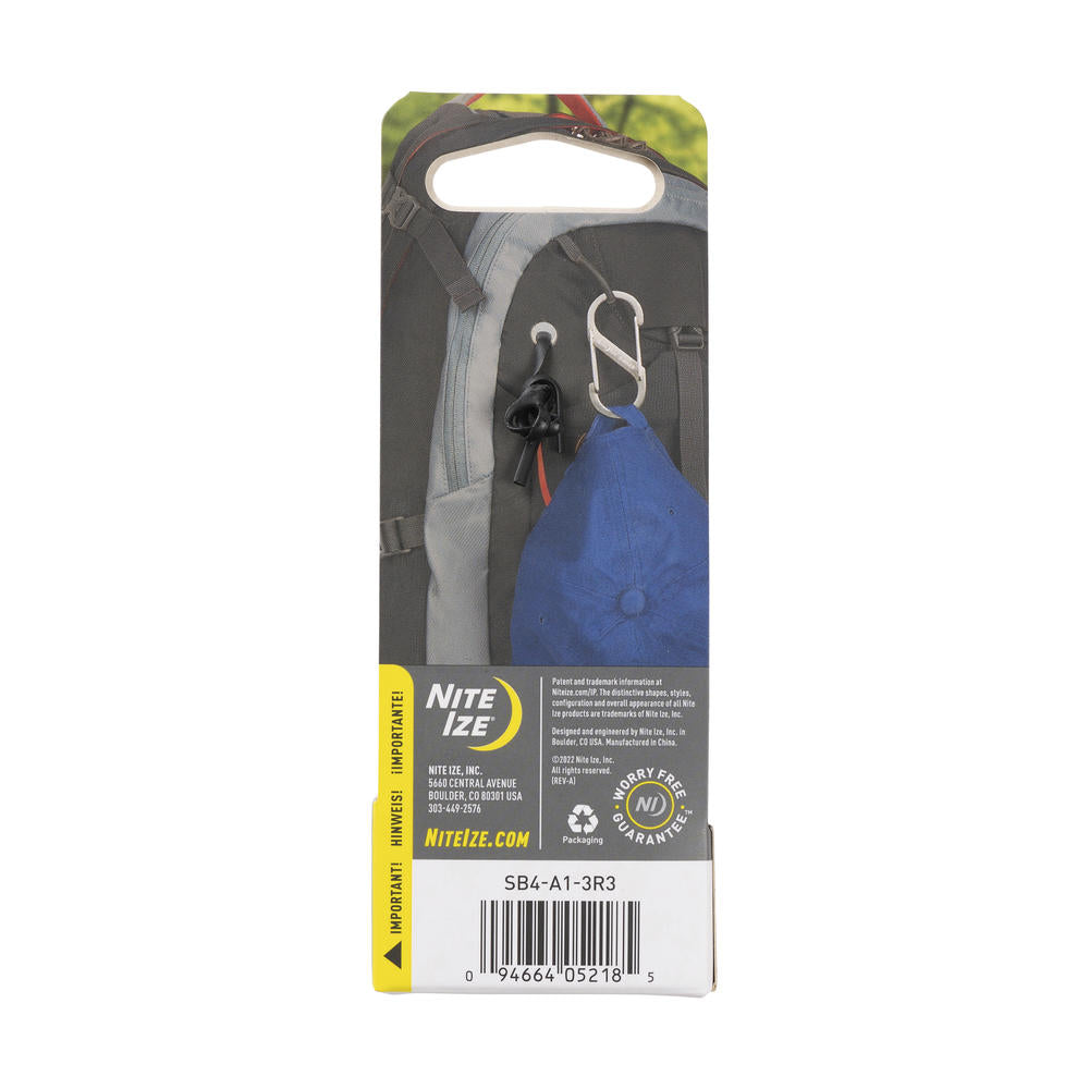 Nite Ize Pack 3 S-biner® Stainless Steel #4 Dual Carabiner Black & Plate USA.
