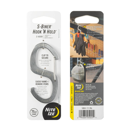 Nite Ize S-biner® Hook 'n Hold S-Hook Stainlees Steel USA.