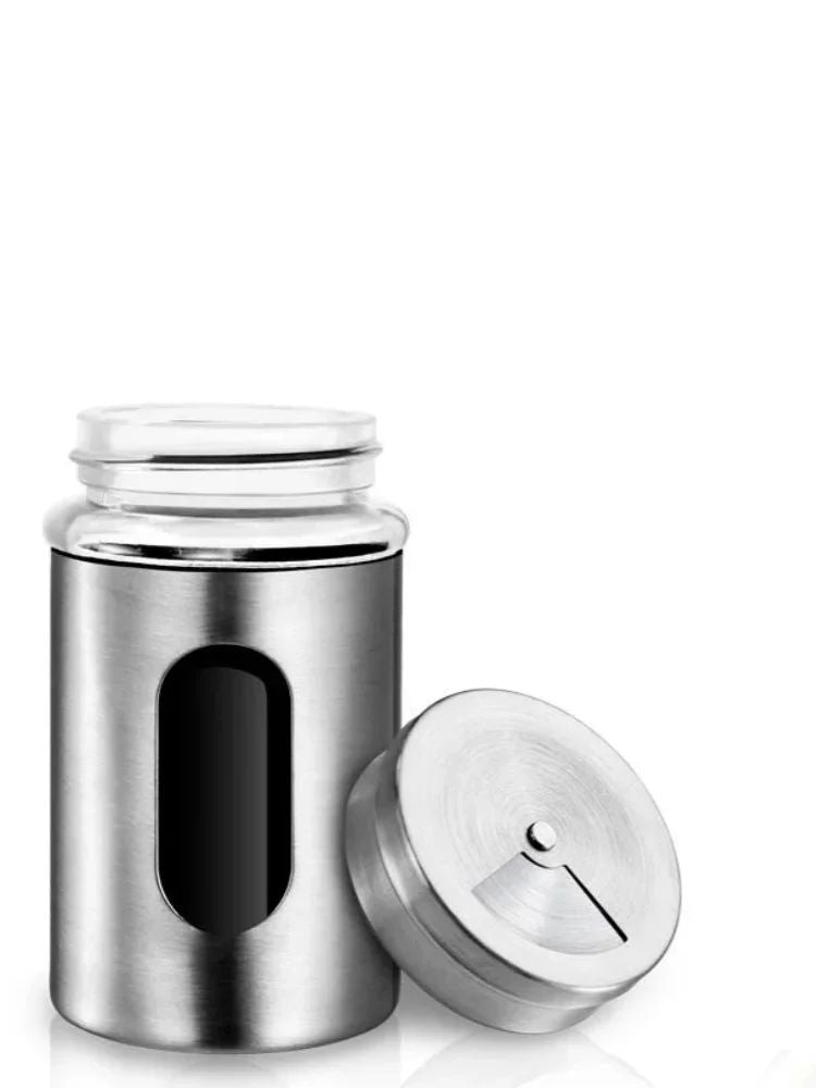 Coctelera de especias de acero inoxidable, latas de condimentos giratorias, tarr