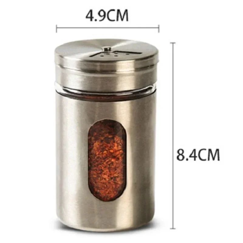 Coctelera de especias de acero inoxidable, latas de condimentos giratorias, tarr