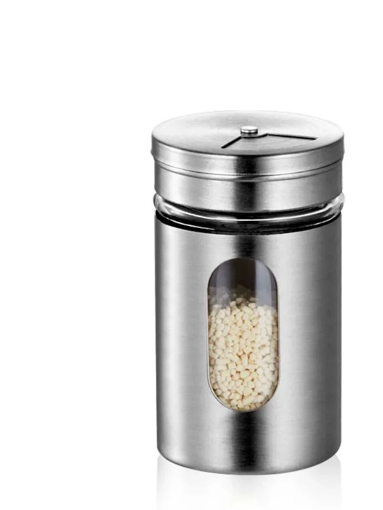 Coctelera de especias de acero inoxidable, latas de condimentos giratorias, tarr