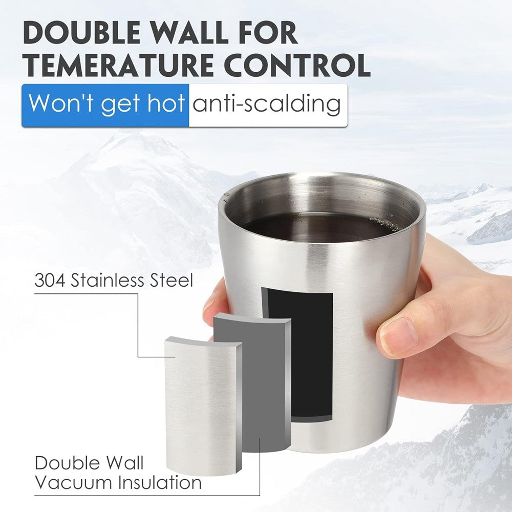 Tazas para beber de Metal de acero inoxidable 304, 4 Uds., tazas de café, doble