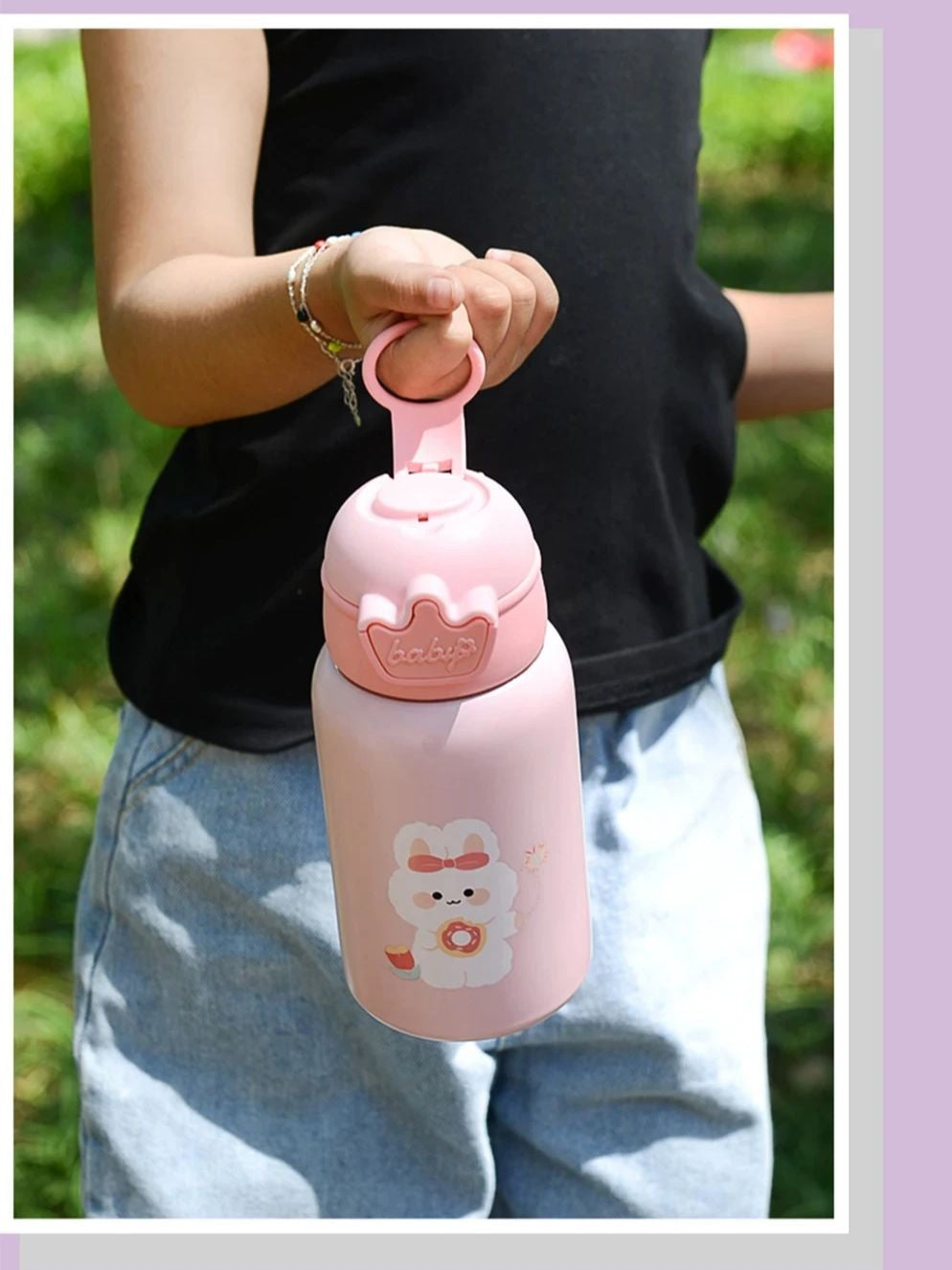 Botella Termo de unicornio para niños de 500ml, bonita botella de agua térmica p