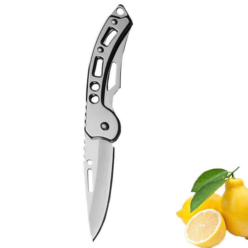 Cuchillo de fruta plegable, cuchillo de bolsillo de acero inoxidable con llavero
