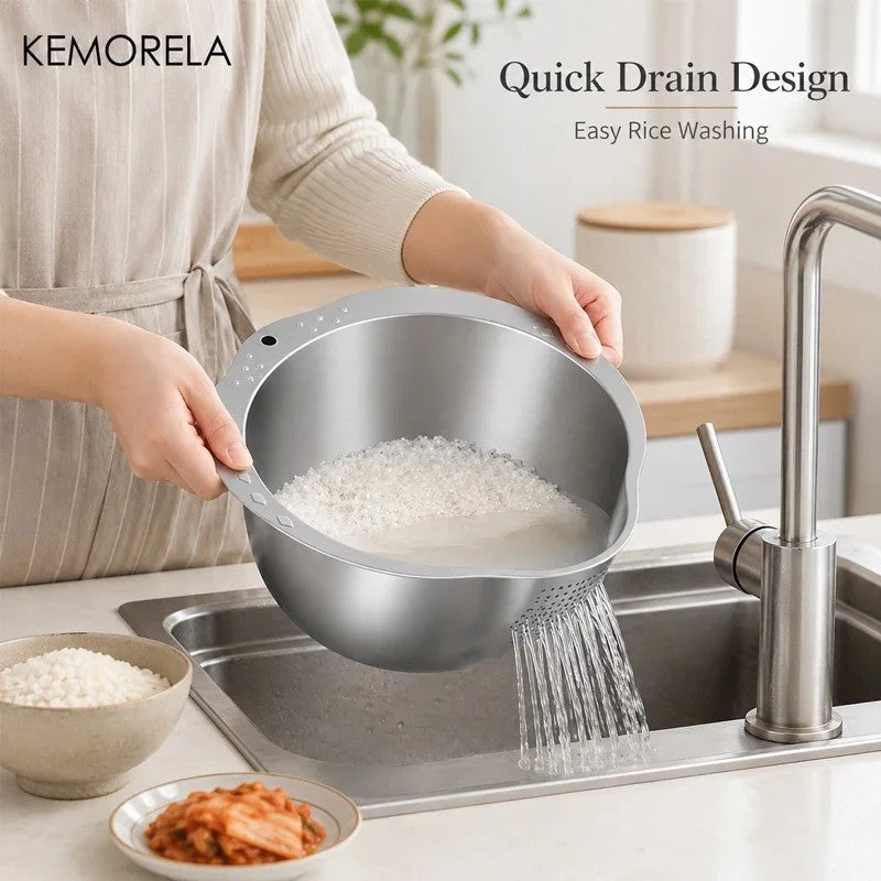 Cuenco colador para lavadora de arroz, cuenco para lavado de arroz de acero inox