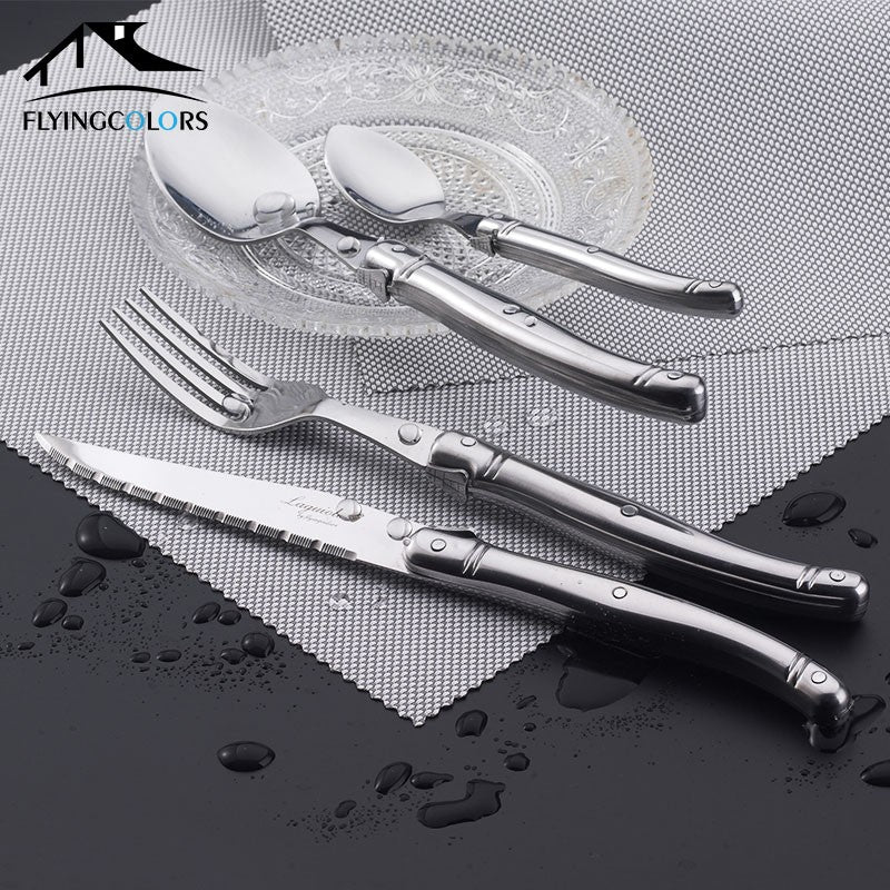 Juego de cuchillos para carne Laguiole de acero inoxidable de 9 ", tenedor