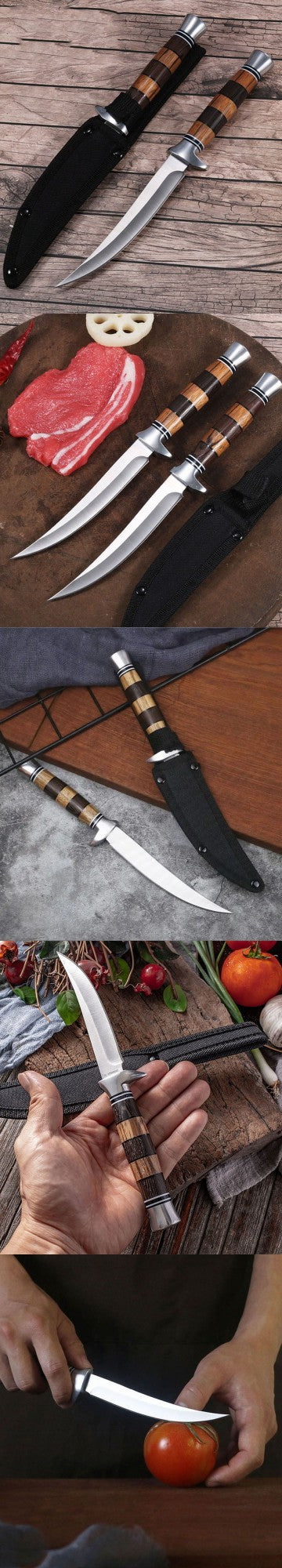 Cuchillo Sashime, cuchillo para filetear pescado, mango de madera, cuchillos de