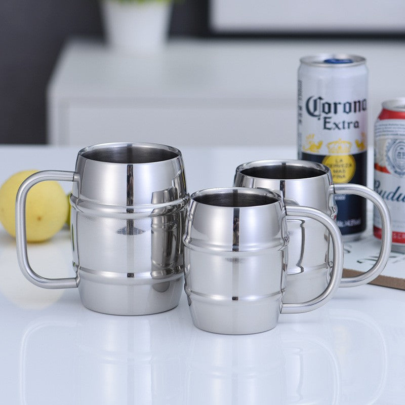 Taza de cerveza doble de acero inoxidable de 500/450 ml, taza de café occidental