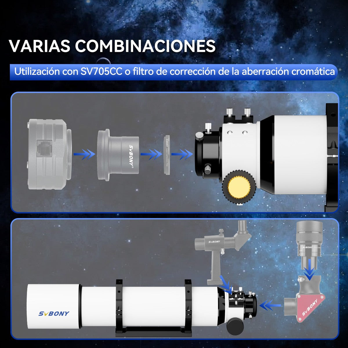 Telescopio Astronómico Svbony SV48P con Apertura de 102mm/90mm, Enfocador de Dob