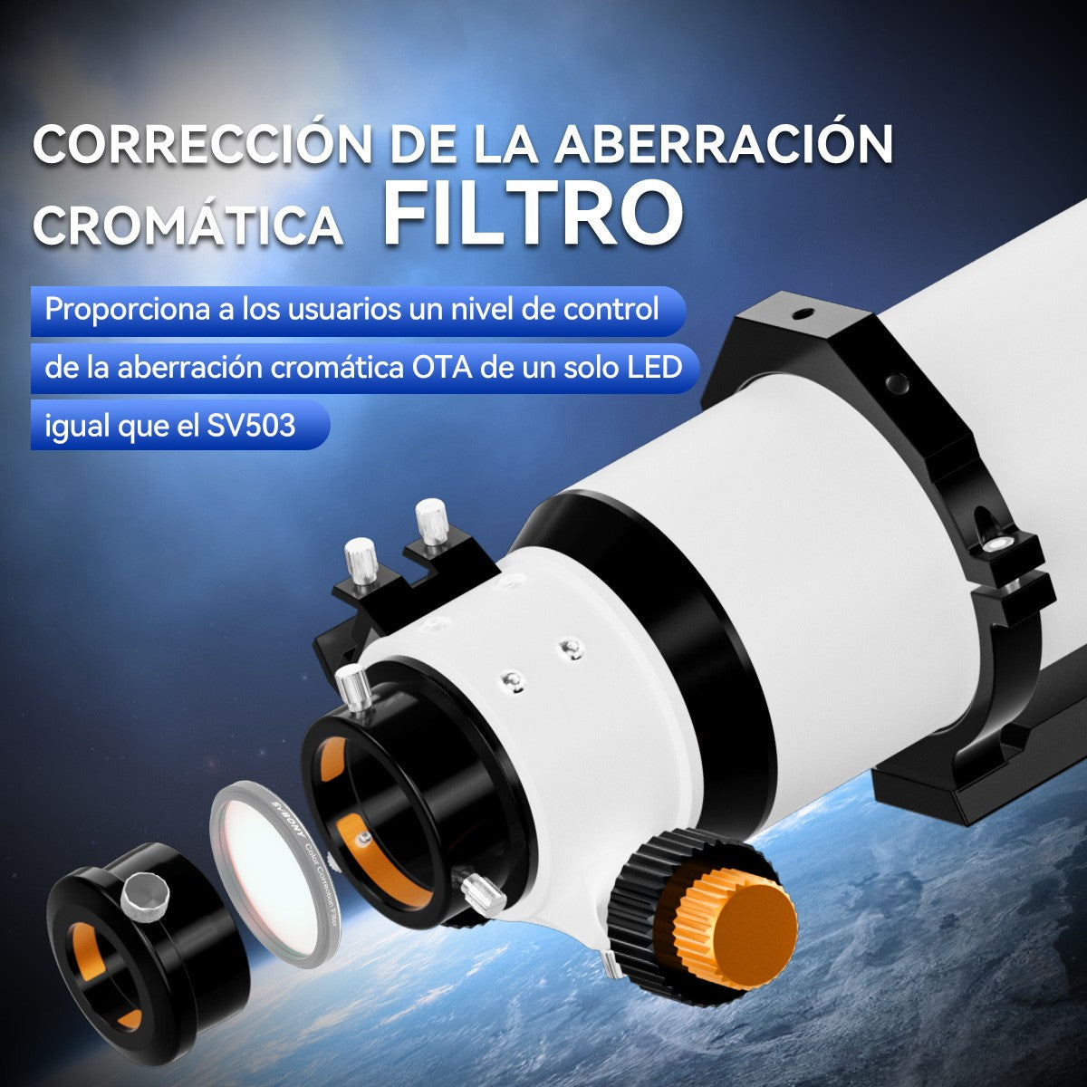 Telescopio Astronómico Svbony SV48P con Apertura de 102mm/90mm, Enfocador de Dob