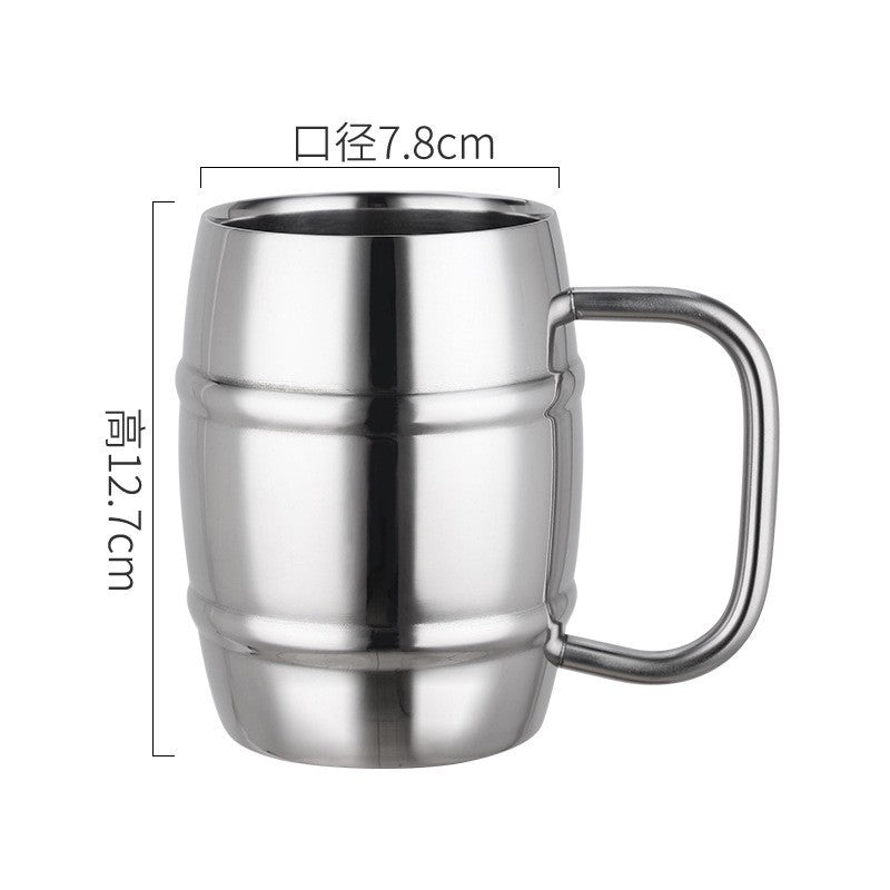 Taza de cerveza doble de acero inoxidable de 500/450 ml, taza de café occidental