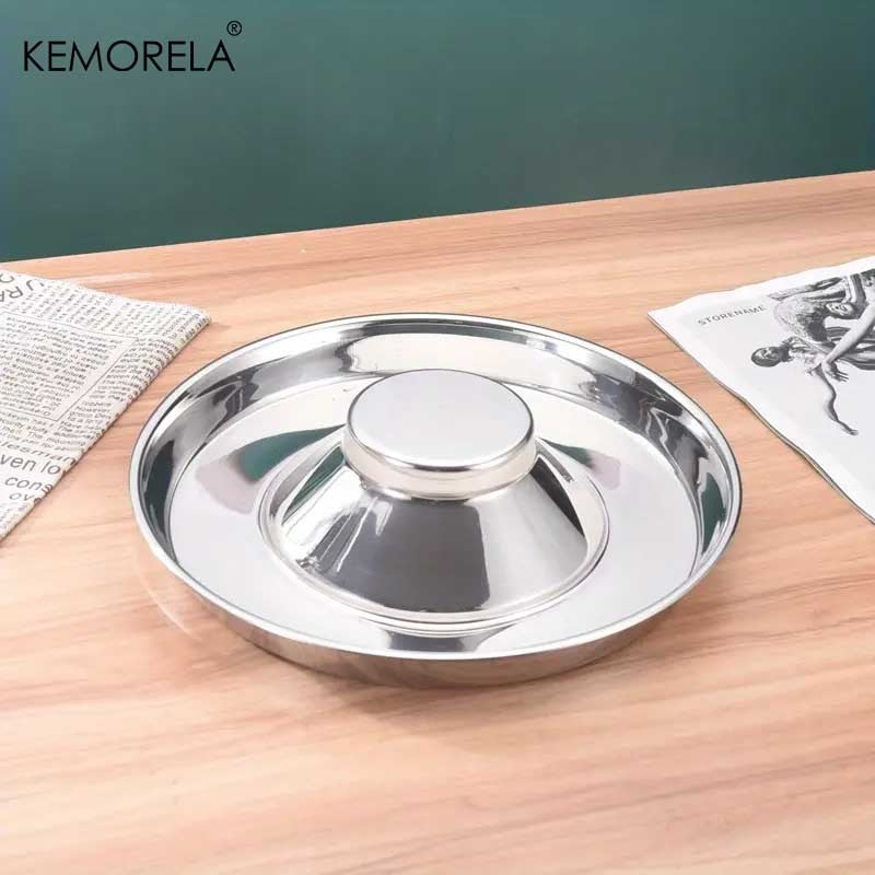 Cuenco alimentador lento de acero inoxidable para perros, plato de alimentación