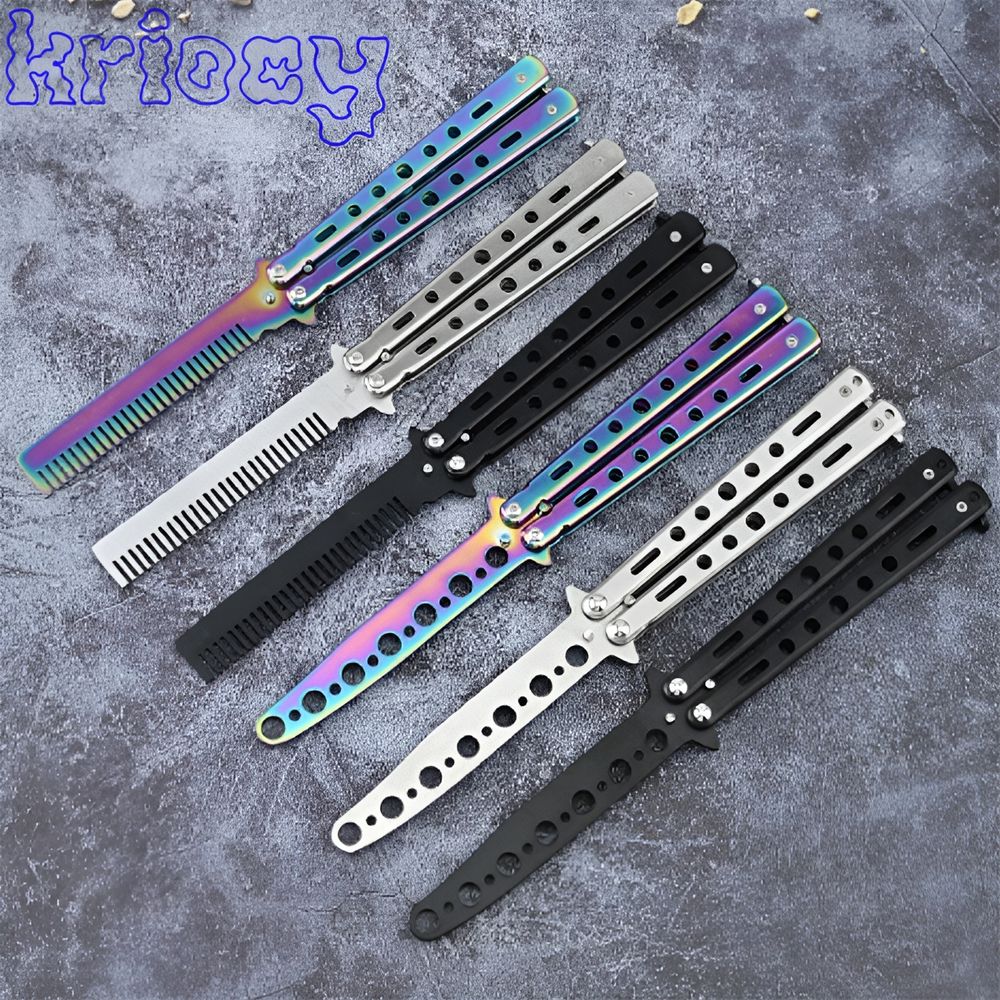 Peine plegable de acero inoxidable para práctica de entrenamiento, cuchillo de m