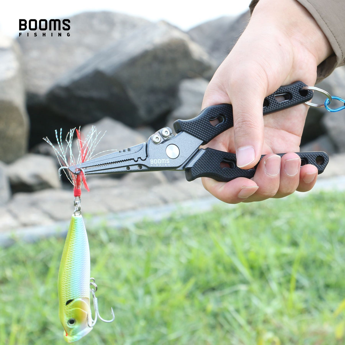 Booms Fishing-Alicates de pesca F07, tijeras de línea trenzada de acero inoxidab
