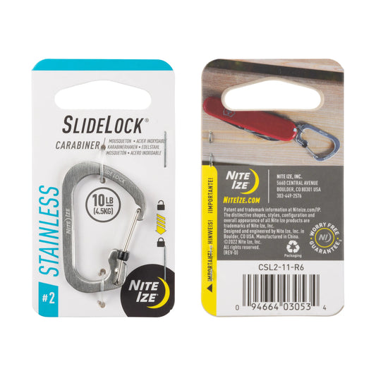 Nite Ize Mosquetón Slidelock® De Acero Inoxidable Plata # 2 USA.