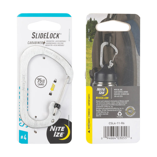 Nite Ize Mosquetón Slidelock® De Acero Inoxidable Plata # 4 USA.