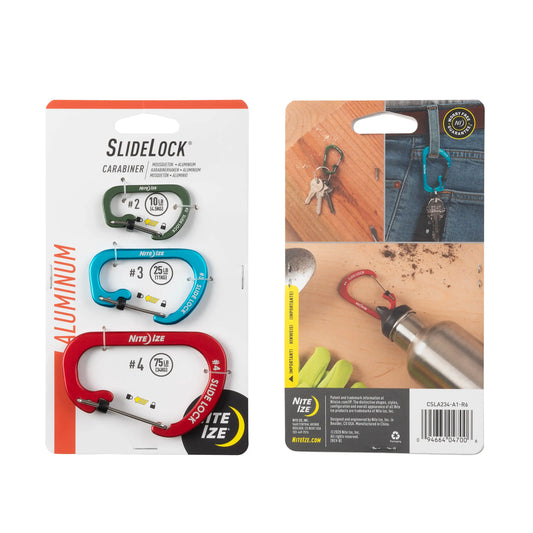 Nite Ize Mosquetón Slidelock® Aluminio Pack-3 #4,#3,#2 USA.