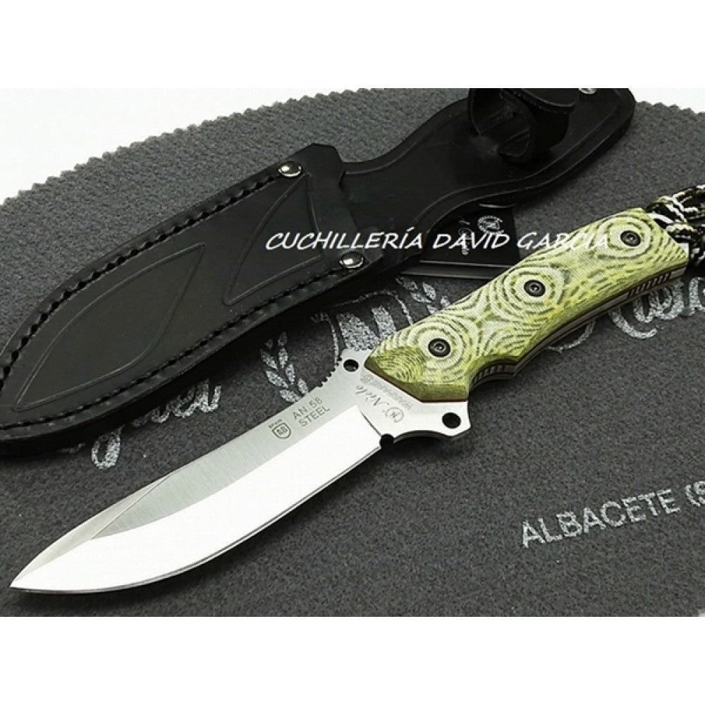 Miguel Nieto Cuchillo Warfare Supervivencia Acero Inoxidable Dureza AN-58 con Funda Piel.