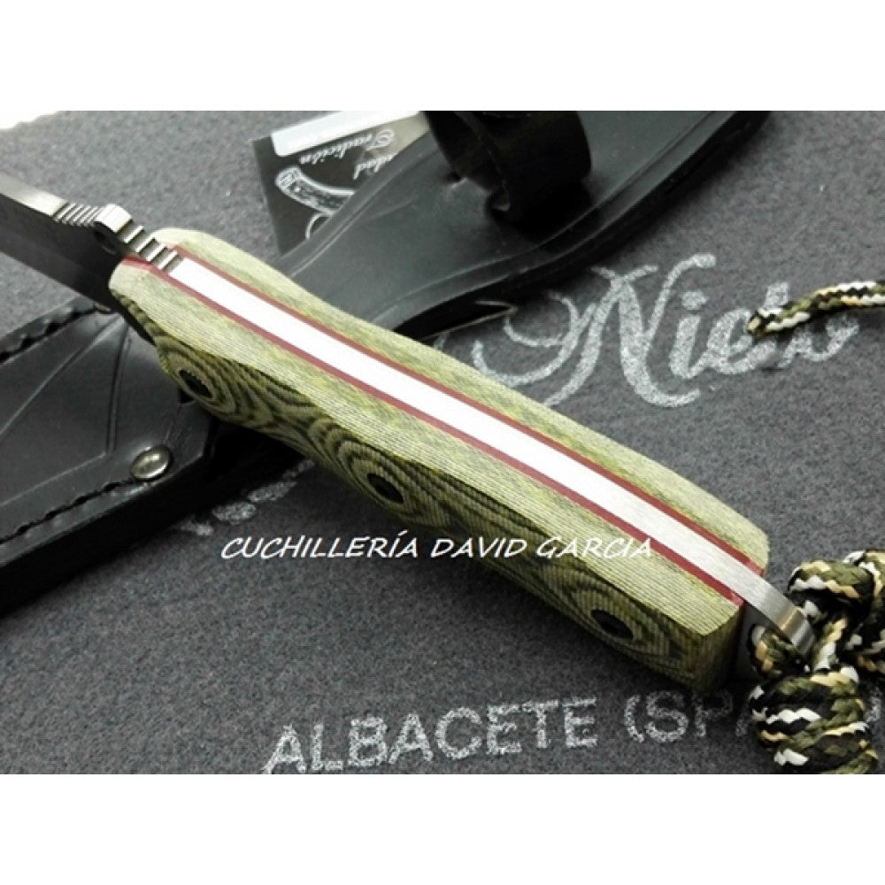 Miguel Nieto Cuchillo Warfare Supervivencia Acero Inoxidable Dureza AN-58 con Funda Piel.