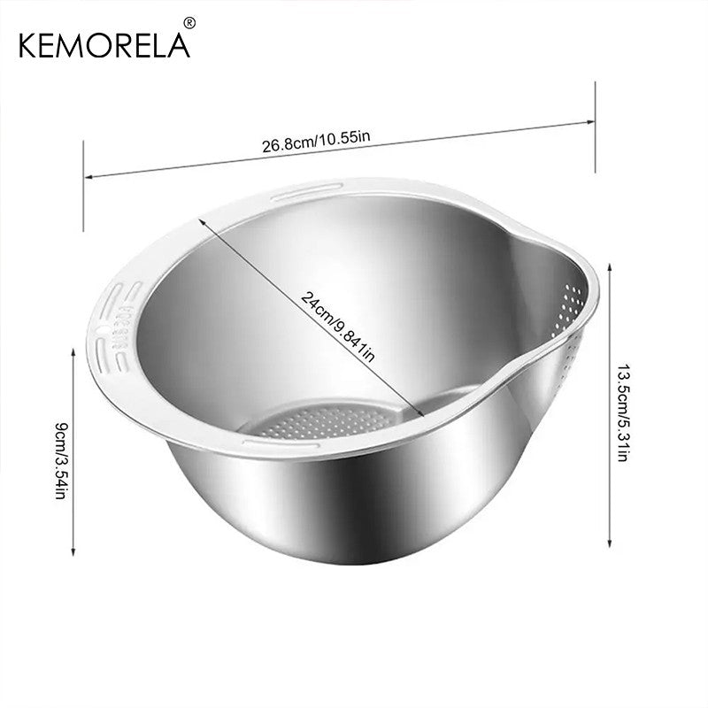 Cuenco colador para lavadora de arroz, cuenco para lavado de arroz de acero inox